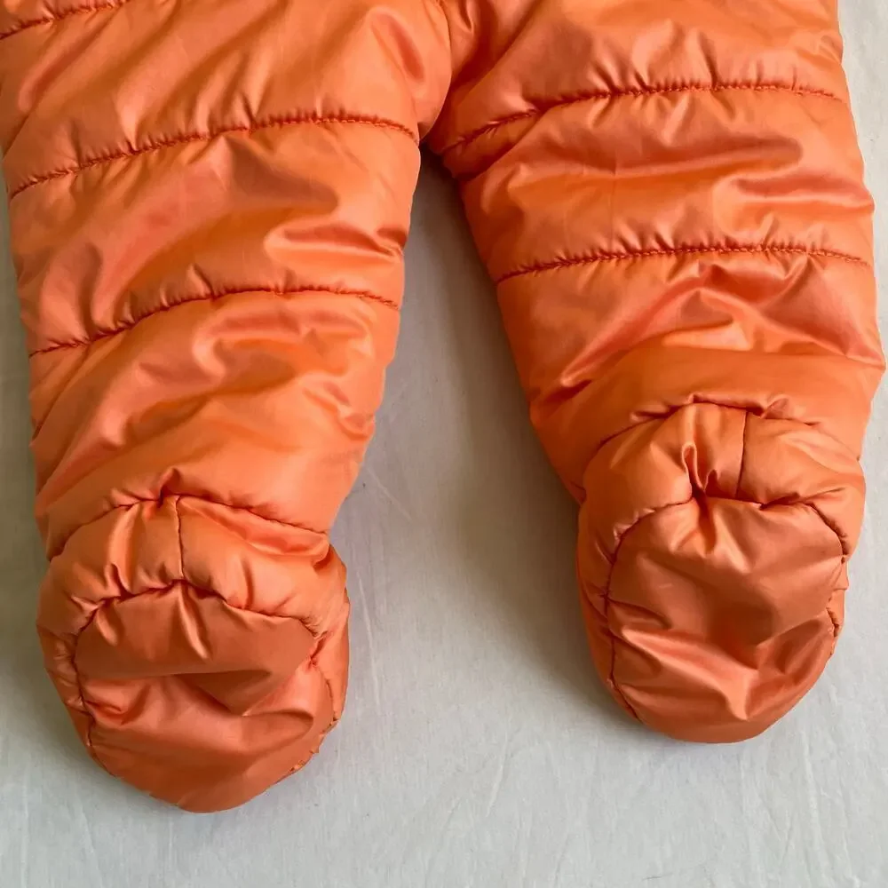 Carter’s Baby Sz 6-9mo Puffer Bunting Hooded Snowsuit Orange Brown Zip-up Warm